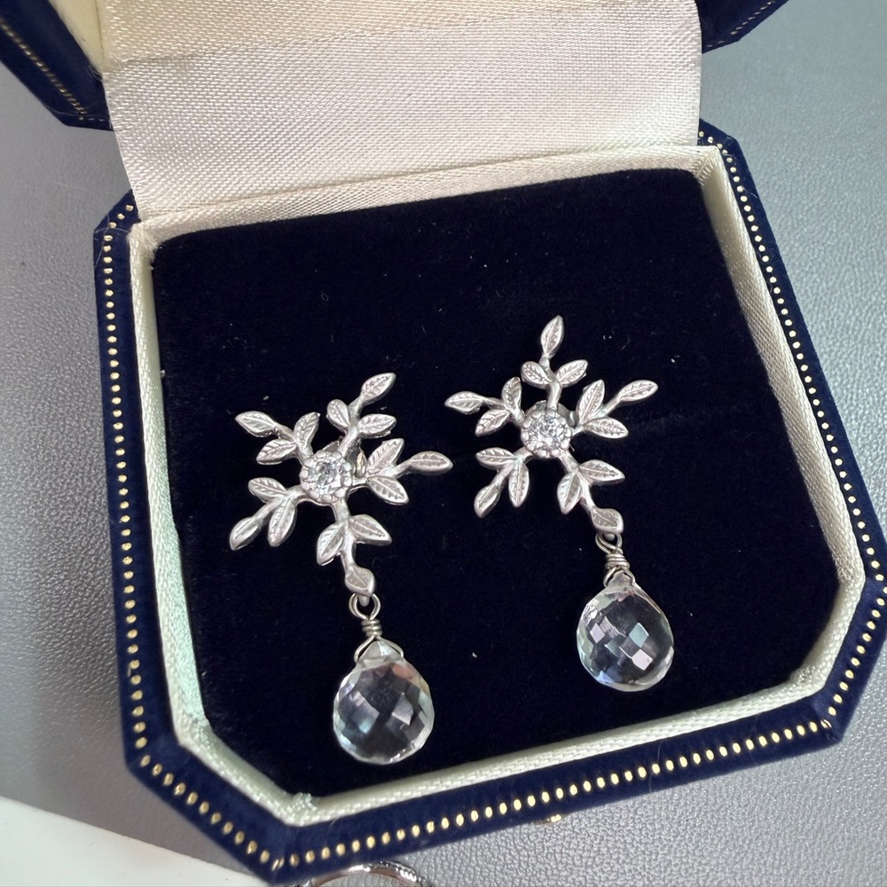 Silver-Tone Snowflake Drop Earrings